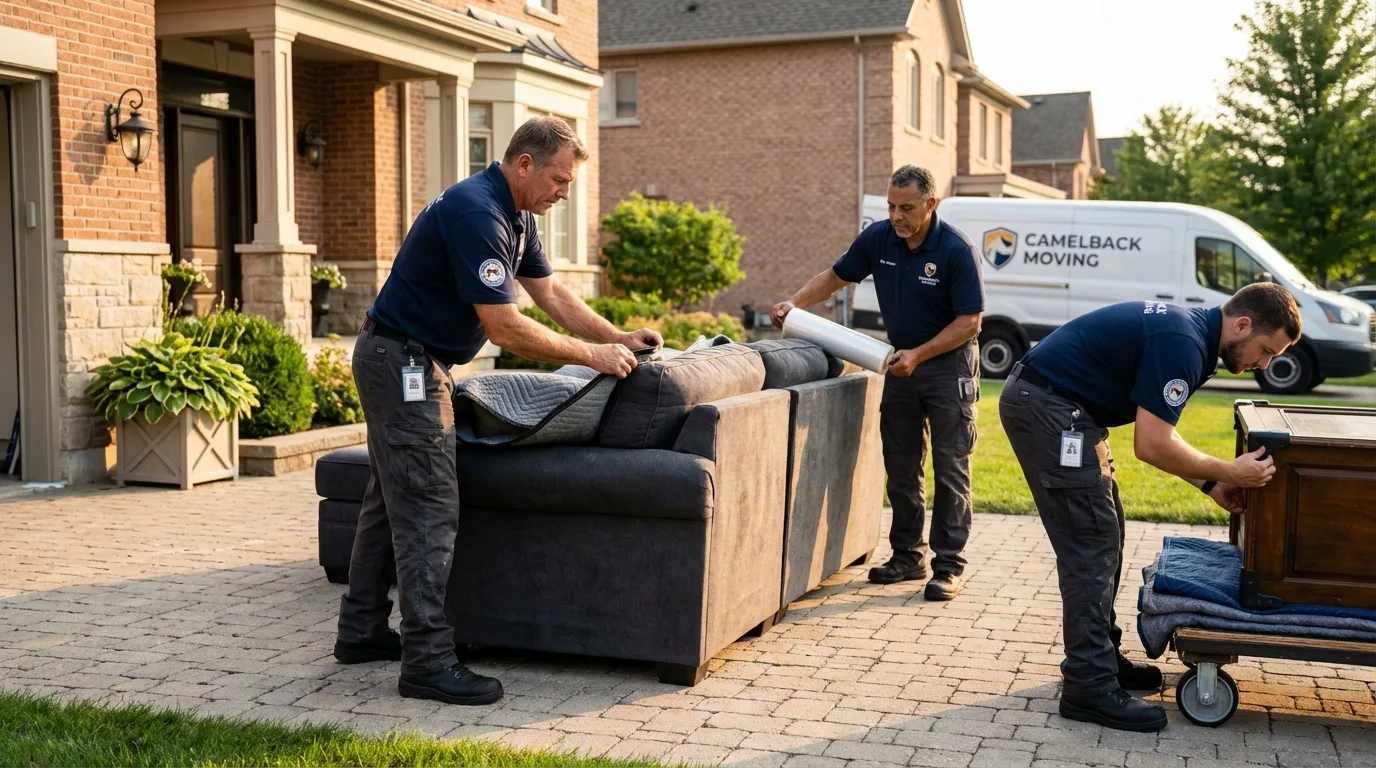 Large estate moving crew wrapping furniture in Napa, CA
